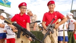 SEVASTOPOL, UKRAINE – Children at the bottom of the Airborne Forces of Russia in Sevastopol, 02Aug19